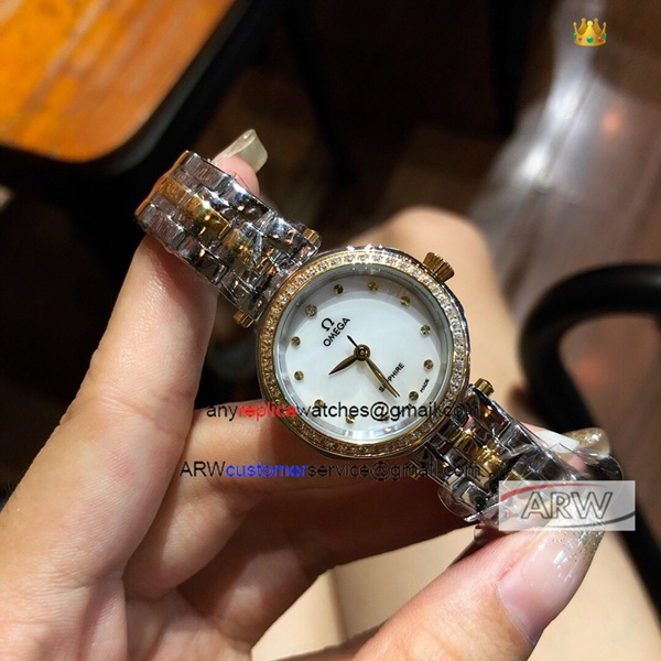 Low Price Clone Omega Two-Tone White Face Watch For Lady